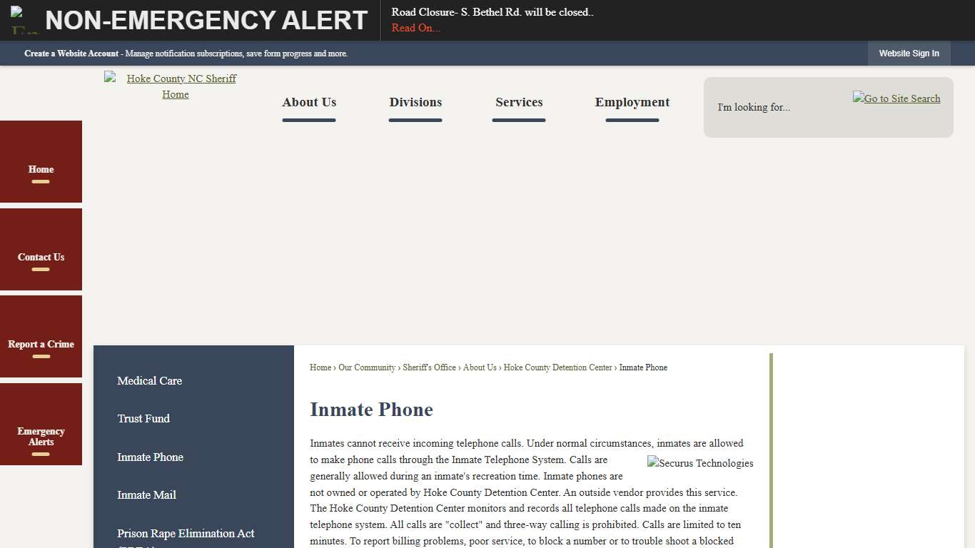 Inmate Phone | Hoke County, NC - Official Website